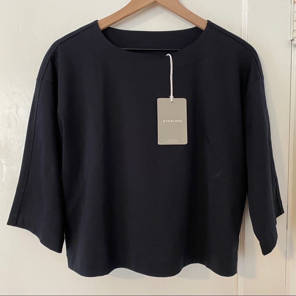 NWT Everlane Luxe Cotton Crop Tee size large black